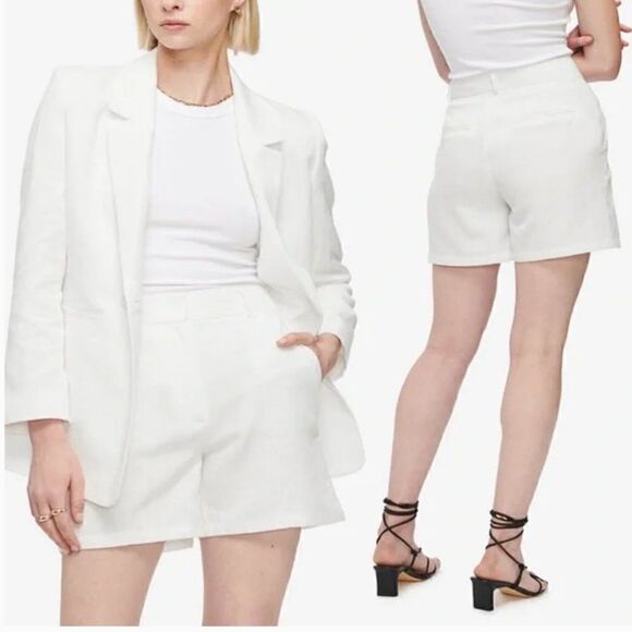Anine Bing Mila White Shorts Linen Blend Size 38 Medium - Picture 2 of 13